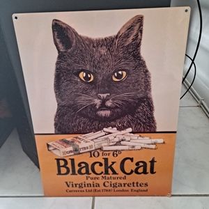 Black Cat Virginia Cigarettes Tin Sign